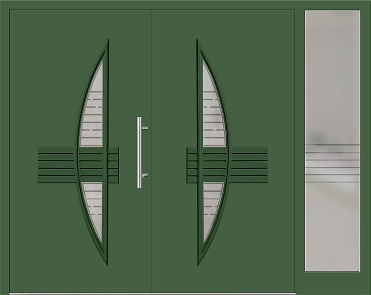 Kunststoff Haustür 50-60 laubgrün zweiflügelig Seitenteil rechts