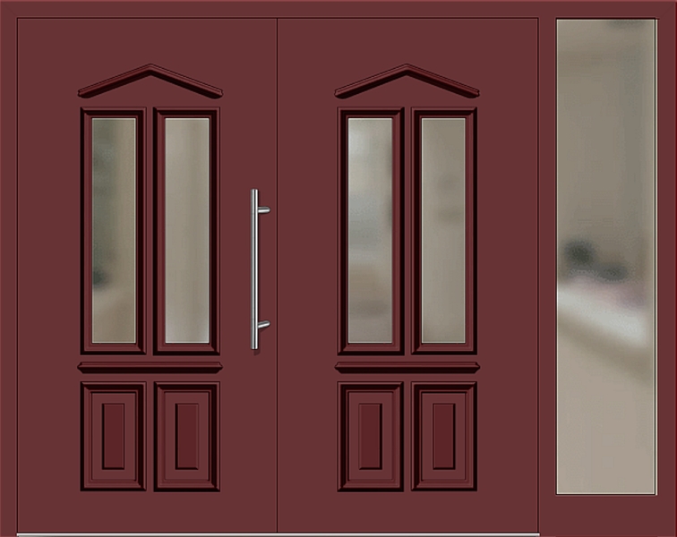 Kunststoff Haustür 6460-10 braunrot zweiflügelig Seitenteil rechts