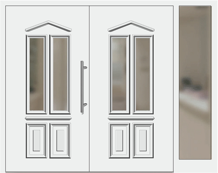 Kunststoff Haustür 6460-10 weiß zweiflügelig Seitenteil rechts
